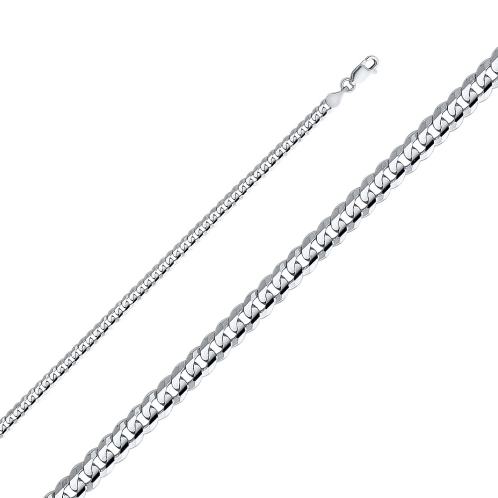 14K White 4 mm Figaro 3+1 Concave Chain - 24"
